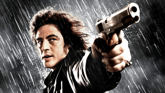 Обои картинки фото кино фильмы, sin city, дождь, пистолет, jackie, boy