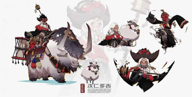 Обои картинки фото аниме, unknown,  другое , бык, баран, девочка