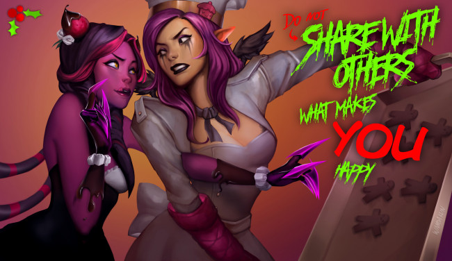 Обои картинки фото видео игры, league of legends, девушки, противень, evelynn, morgana