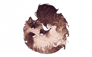 Картинка рисованное животные +коты кот