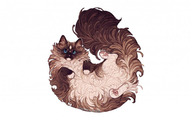 Обои картинки фото рисованное, животные,  коты, кот