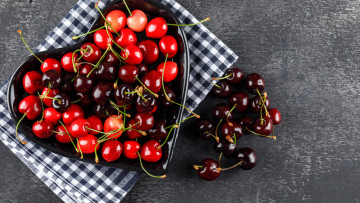 Картинка еда вишня +черешня сердце миска черешня