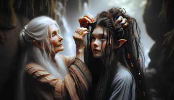 Картинка 3д+графика эльфы+ elves арт фэнтази бабушка девушка