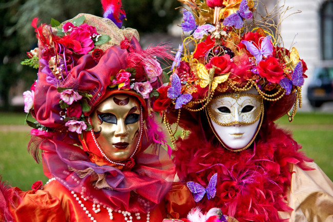 Обои картинки фото разное, маски, карнавальные, костюмы, венеция, карнавал