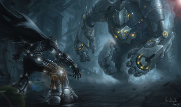 Картинка фэнтези роботы +киборги +механизмы схватка киборги мир иной