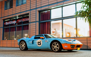 Картинка автомобили ford gt оранжевый голубой