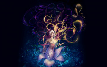 Картинка фэнтези магия лепестки персонификация парень цветок искры