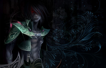 Картинка фэнтези люди узор красные глаза парень