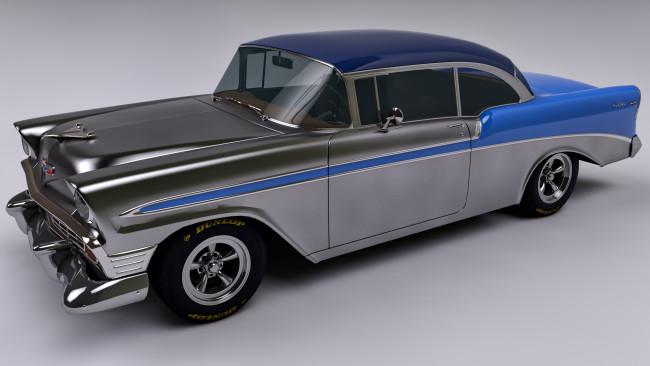 Обои картинки фото автомобили, 3д, air, bel, chevy, 1956