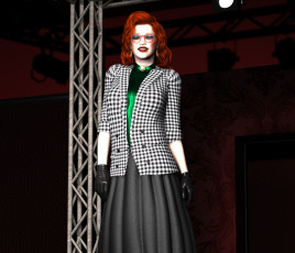 Картинка 3д+графика люди+ people девушка взгляд фон рыжая