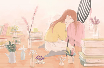 Картинка аниме unknown +другое цветы девушка арт