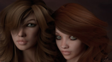 Картинка 3д+графика портрет+ portraits девушки фон взгляд