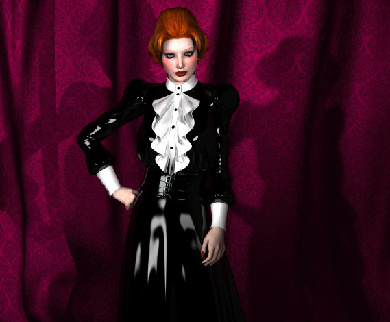 Обои картинки фото 3д графика, люди , people, девушка, взгляд, фон, рыжая