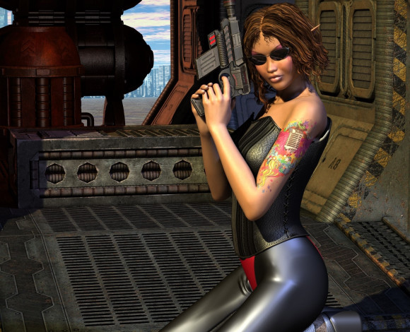 Обои картинки фото 3д графика, эльфы , elves, оружие, фон, взгляд, эльфийка