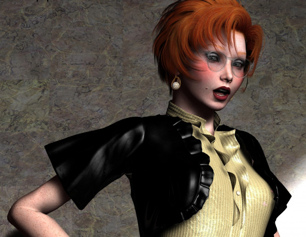Обои картинки фото 3д графика, люди , people, девушка, взгляд, фон, рыжая