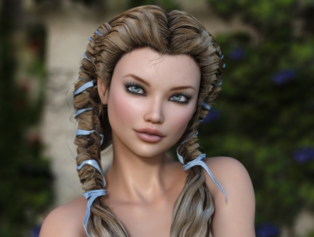 Обои картинки фото 3д графика, портрет , portraits, девушка, взгляд, фон