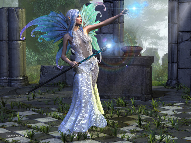 Обои картинки фото 3д графика, эльфы , elves, фея, взгляд, фон