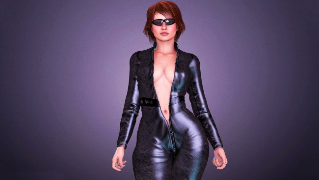 Обои картинки фото 3д графика, люди , people, взгляд, девушка, фон, рыжая