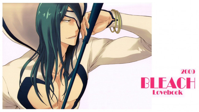 Обои картинки фото аниме, bleach, зеленые, волосы, блич, повязка, espada, haruya, takamiya, nnoitra, jiruga, браслет, капюшон, art