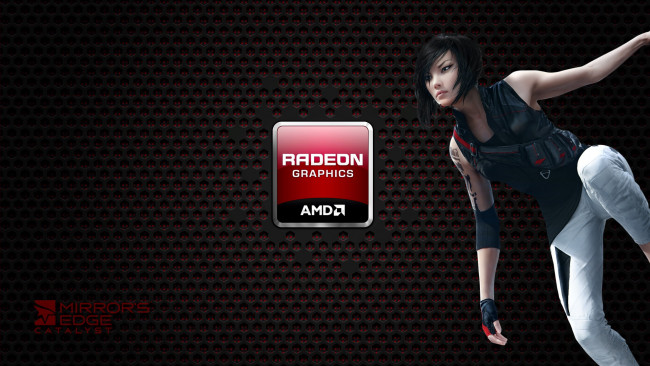 Обои картинки фото компьютеры, amd, девушка, взгляд, фон