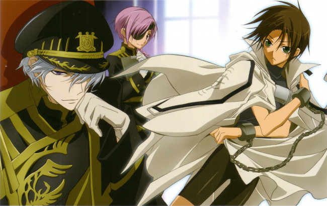 Обои картинки фото аниме, 07 ghost, военная, форма, седьмой, дух, ayanami, kuroyuri, повязка, цепи, плащ, фуражка, art, teita, klein, 07-ghost, yuki, amemiya