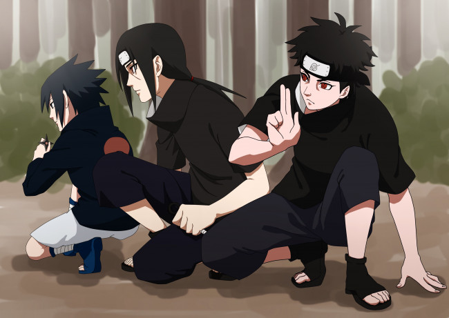 Обои картинки фото аниме, naruto, uchiha, clan, itachi, sasuke, shisui, sharingan