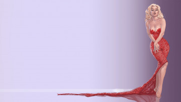 Картинка рисованное люди девушка фон взгляд платье