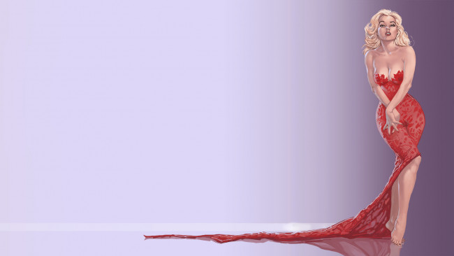 Обои картинки фото рисованное, люди, девушка, фон, взгляд, платье