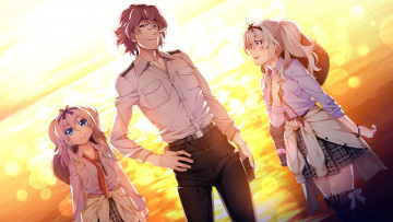 Картинка аниме grisaia+no+kajitsu девушки взгляд фон