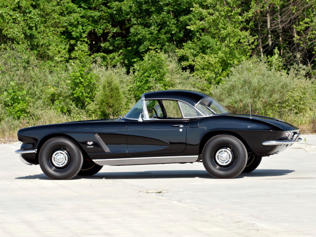 Обои картинки фото corvette c1 fuel injection 1962, автомобили, corvette, c1, fuel, injection, 1962, чёрный