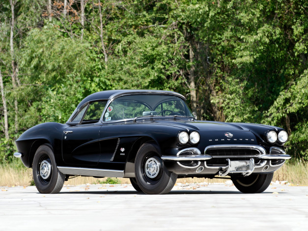 Обои картинки фото corvette c1 fuel injection 1962, автомобили, corvette, c1, fuel, injection, 1962, чёрный