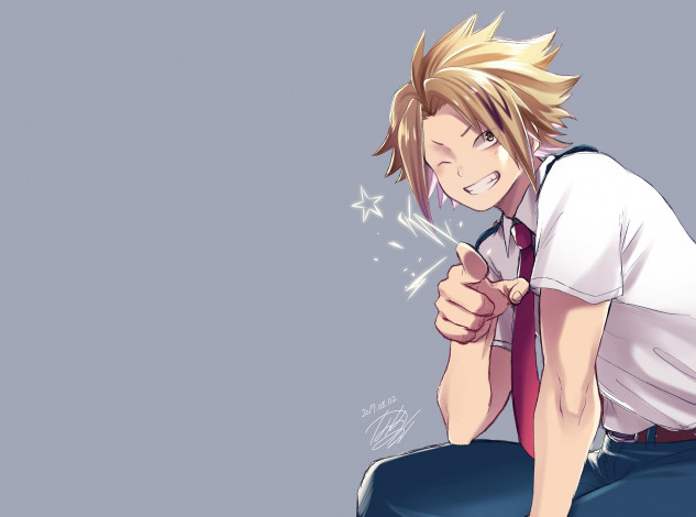 Обои картинки фото аниме, boku no hero academia, boku, no, hero, academia, kaminari, denki, fanart, from, pixiv