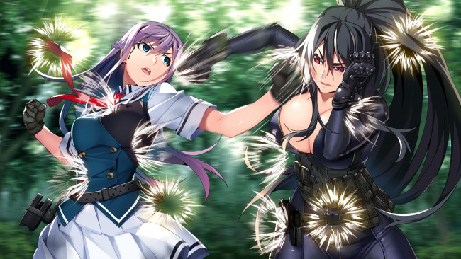 Обои картинки фото аниме, grisaia no kajitsu, девушка, взгляд, фон