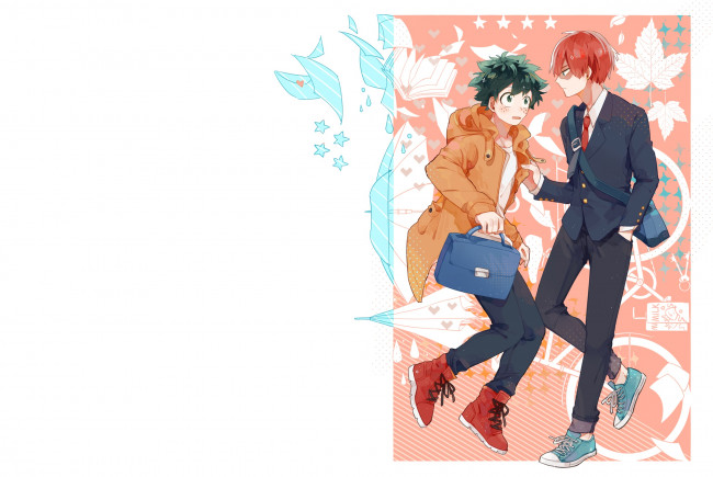 Обои картинки фото аниме, boku no hero academia, amarouhi, boku, no, hero, academia, midoriya, izuku, todoroki, shouto