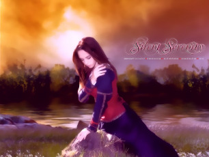 обоя календари, фэнтези, природа, девушка, камень, водоем, вода, растение, calendar, 2020