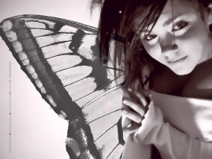 обоя календари, фэнтези, 2020, calendar, крылья, бабочка, взгляд, девушка