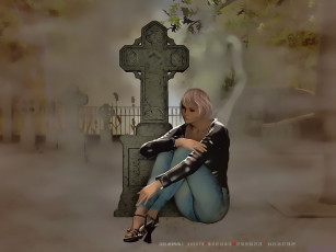 Картинка календари фэнтези крест кладбище девушка calendar 2020