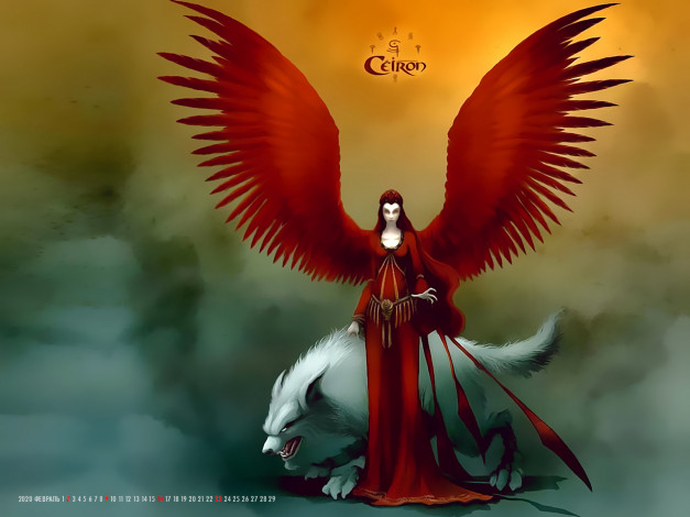 Обои картинки фото календари, фэнтези, крылья, оборотень, существо, 2020, calendar, женщина