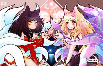 обоя видео игры, league of legends, ahri, образы