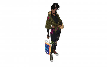 Картинка рисованное люди девушка куртка сумка