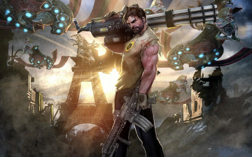 Картинка видео+игры serious+sam+4 +planet+badass сэм оружие париж