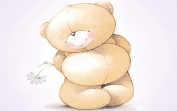 Картинка рисованное мишки+тэдди мишка ромашка