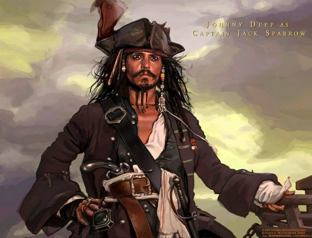 Обои картинки фото рисованное, кино,  мультфильмы, джек, воробей