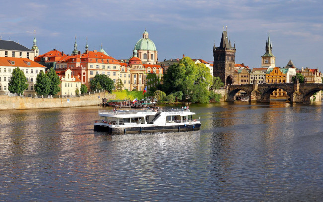 Обои картинки фото города, прага , чехия, река, влтава, мост