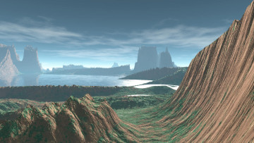 Картинка 3д графика nature landscape природа горы озеро