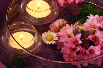 Картинка разное свечи пламя цветы