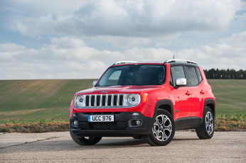 обоя автомобили, jeep, uk-spec, limited, renegade, 2015г, красный