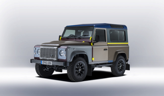 Обои картинки фото автомобили, land-rover, land, rover, defender, 90, by, paul, smith, 2015г