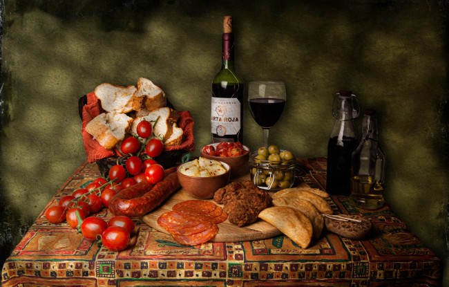 Обои картинки фото еда, натюрморт, снедь, масло, вино