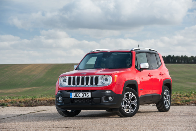 Обои картинки фото автомобили, jeep, uk-spec, limited, renegade, 2015г, красный